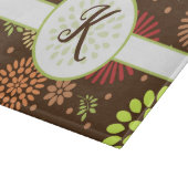 Retro Blumenmuster auf Brown mit Monogramm Schneidebrett (Ecke)