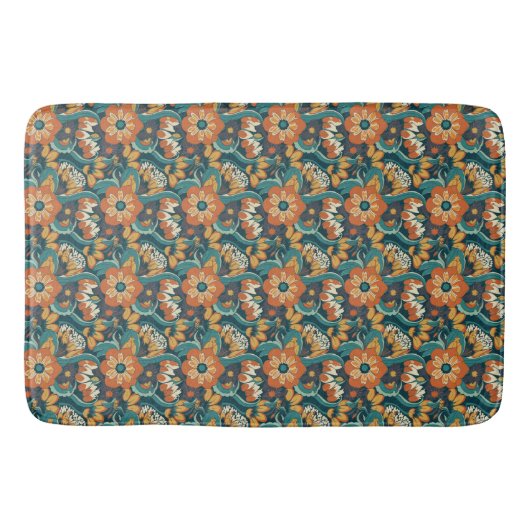 Retro-Blumenmuster Badematte (Vorderseite)