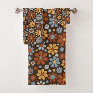 Retro-Blumenmuster Badhandtuch Set