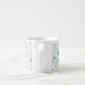 Retro , Blumenmuster , blau , grau Espressotasse (Rückseite)