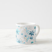 Retro , Blumenmuster , blau , grau Espressotasse (Vorderseite Rechts)