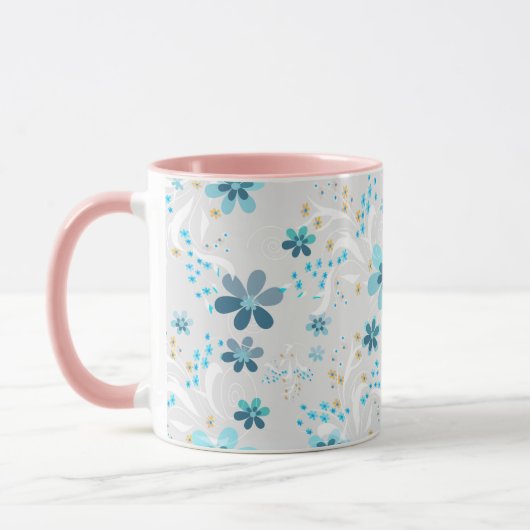 Retro , Blumenmuster , blau , grau Tasse (Links)