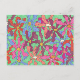 Retro-Blumenmuster Boho-Design Postkarte