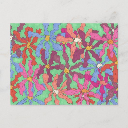 Retro-Blumenmuster Boho-Design Postkarte (Vorderseite)