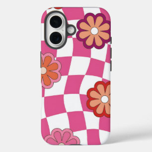Retro-Blumenmuster iPhone 16 Hülle