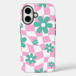 Retro-Blumenmuster iPhone 16 Hülle