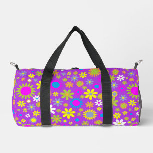 Retro-Blumenmuster der 1960er Jahre Duffle Bag