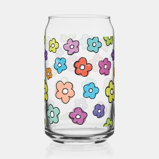 Retro-Blumenmuster Dosenglas (Vorderseite)