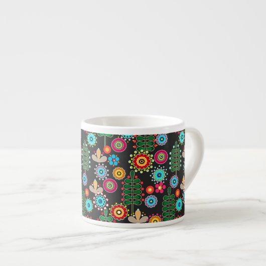 Retro, Blumenmuster Espressotasse (Vorderseite Rechts)
