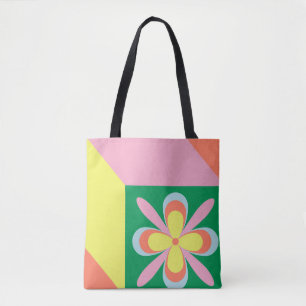 Retro-Blumenmuster farbenfrohes Frühlingsblumendes Tasche