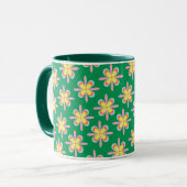 Retro-Blumenmuster Farbige Frühlingsblumen-Design Tasse (Vorderseite Links)