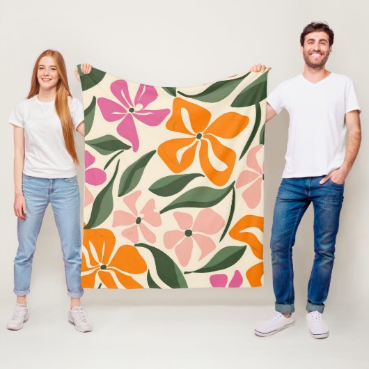 Retro-Blumenmuster Fleecedecke (Beispiel)
