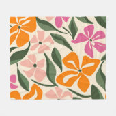 Retro-Blumenmuster Fleecedecke (Vorderseite (Horizontal))