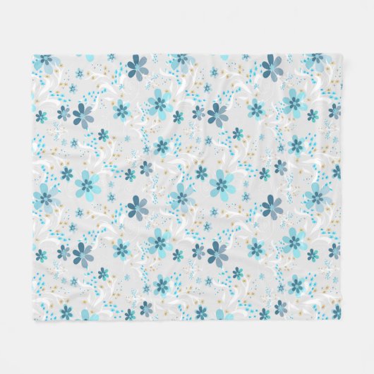 Retro-, Blumenmuster Fleecedecke (Vorderseite (Horizontal))