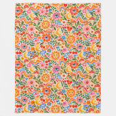 Retro-Blumenmuster-Flies-Decke Fleecedecke (Vorderseite)