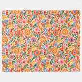 Retro-Blumenmuster-Flies-Decke Fleecedecke (Vorderseite (Horizontal))