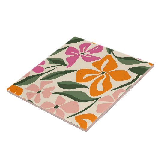 Retro-Blumenmuster Fliese (Seite)