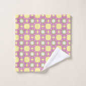 Retro-Blumenmuster geometrisch Badhandtuch Set (Waschlappen)