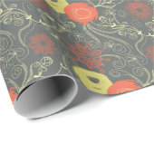 Retro-Blumenmuster Geschenkpapier (Rolleneckpunkt)