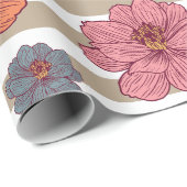 Retro-Blumenmuster Geschenkpapier (Rolleneckpunkt)