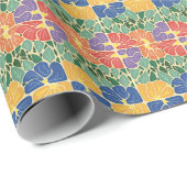 Retro-Blumenmuster Geschenkpapier (Rolleneckpunkt)