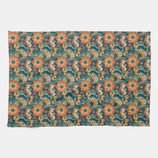 Retro-Blumenmuster Geschirrtuch (Horizontal)