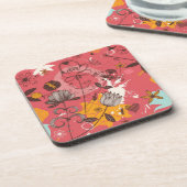 Retro Blumenmuster Getränkeuntersetzer (Linke Seite)