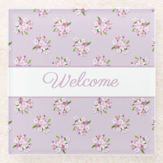 Retro Blumenmuster Glasuntersetzer (Vorderseite)