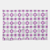 Retro-Blumenmuster (grün und lila) Geschirrtuch (Horizontal)