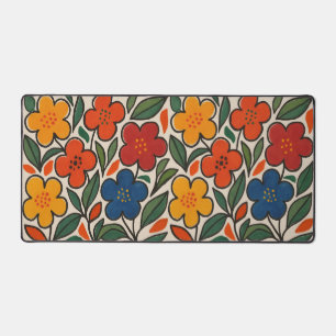 Retro-Blumenmuster im Stil der 1960er Jahre Schreibtischunterlage