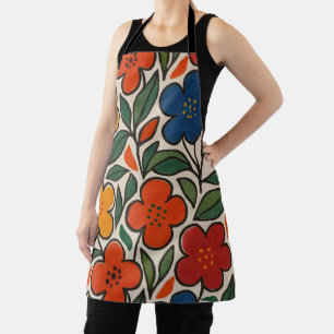 Retro-Blumenmuster im Stil der 1960er Jahre Schürze