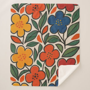 Retro-Blumenmuster im Stil der 1960er Jahre Sherpadecke