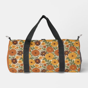 Retro-Blumenmuster im Stil der 70er Jahre Duffle Bag