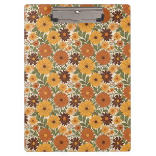Retro-Blumenmuster im Stil der 70er Klemmbrett