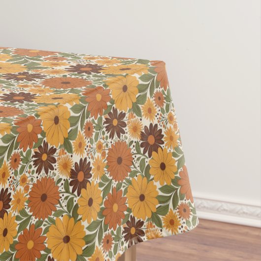 Retro-Blumenmuster im Stil der 70er Tischdecke (Beispiel)