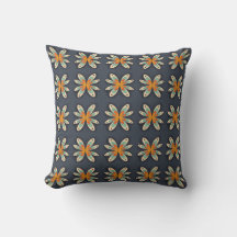 Retro-Blumenmuster in Orange und Marineblau 