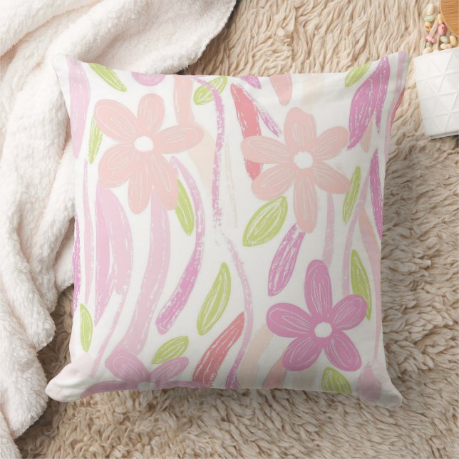 Retro-Blumenmuster in Pastell (10) Kissen (Decke)