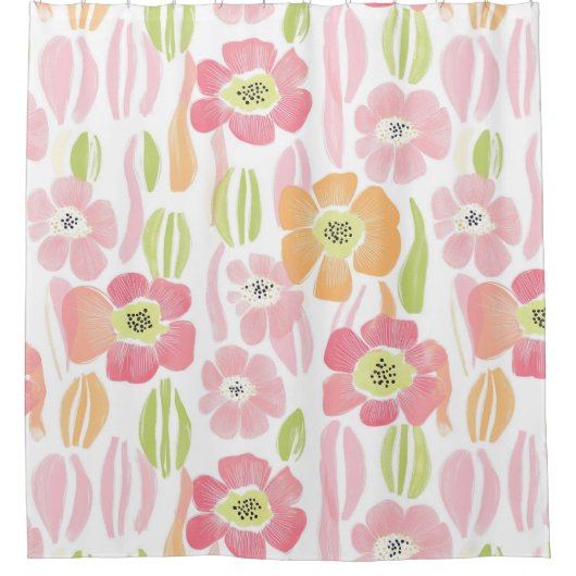 Retro-Blumenmuster in Pastell (1) Duschvorhang (Vorderseite)
