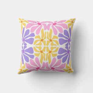 Retro-Blumenmuster in Pastell - Lebendiges Kaleido Kissen