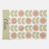 Retro-Blumenmuster in Pastellrosa aus der Mitte de Geschirrtuch (Horizontal)