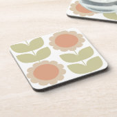 Retro-Blumenmuster in Pastellrosa aus der Mitte de Getränkeuntersetzer (Linke Seite)