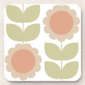 Retro-Blumenmuster in Pastellrosa aus der Mitte de Getränkeuntersetzer (Vorderseite)