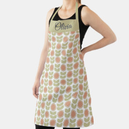 Retro-Blumenmuster in Pastellrosa aus der Mitte de Schürze
