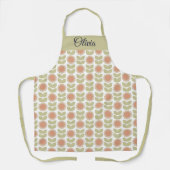 Retro-Blumenmuster in Pastellrosa aus der Mitte de Schürze (Vorderseite)