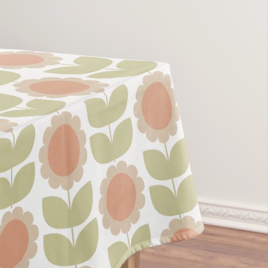Retro-Blumenmuster in Pastellrosa aus der Mitte de Tischdecke (Beispiel)