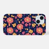 Retro-Blumenmuster iPhone 15 Hülle (Rückseite (Horizontal))