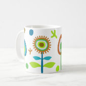Retro-Blumenmuster Kaffeetasse (Vorderseite Links)