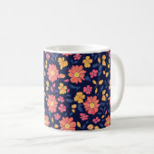 Retro-Blumenmuster Kaffeetasse (VorderseiteRechts)