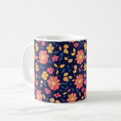 Retro-Blumenmuster Kaffeetasse (Vorderseite Links)