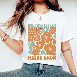 Retro-Blumenmuster 'Kleine Köpfe Wachsen Helfen' Tri-Blend Shirt